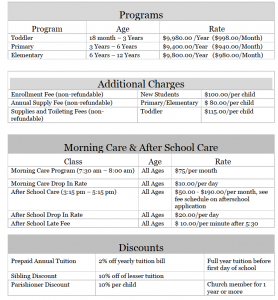 Current Tuition - St. Pauls Episcopal Montessori School
